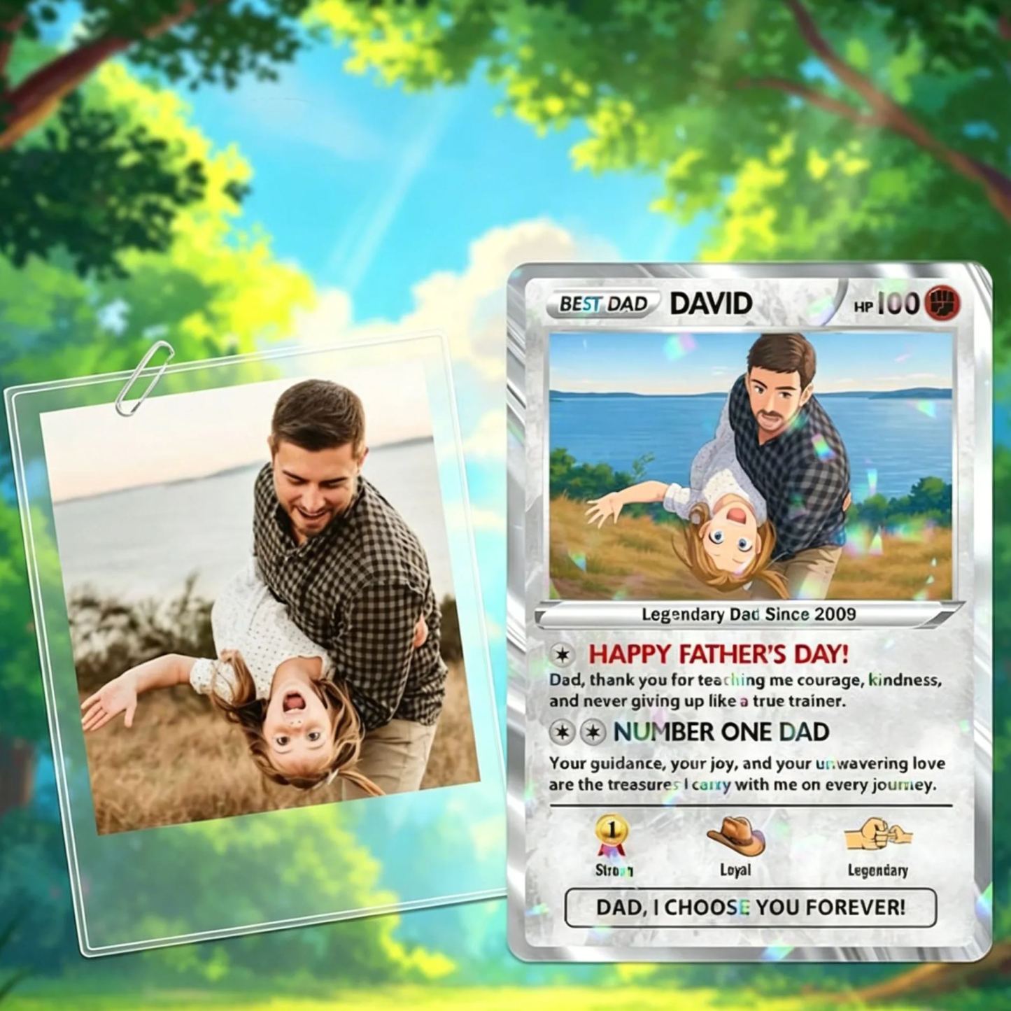 Custom Father’s Day Poke Card, Personalized Poke Anime Dad Card, Father’s Day Gift, Custom Anime Card, Gamer Dad Gift, Gift for Husband - SantaSocks