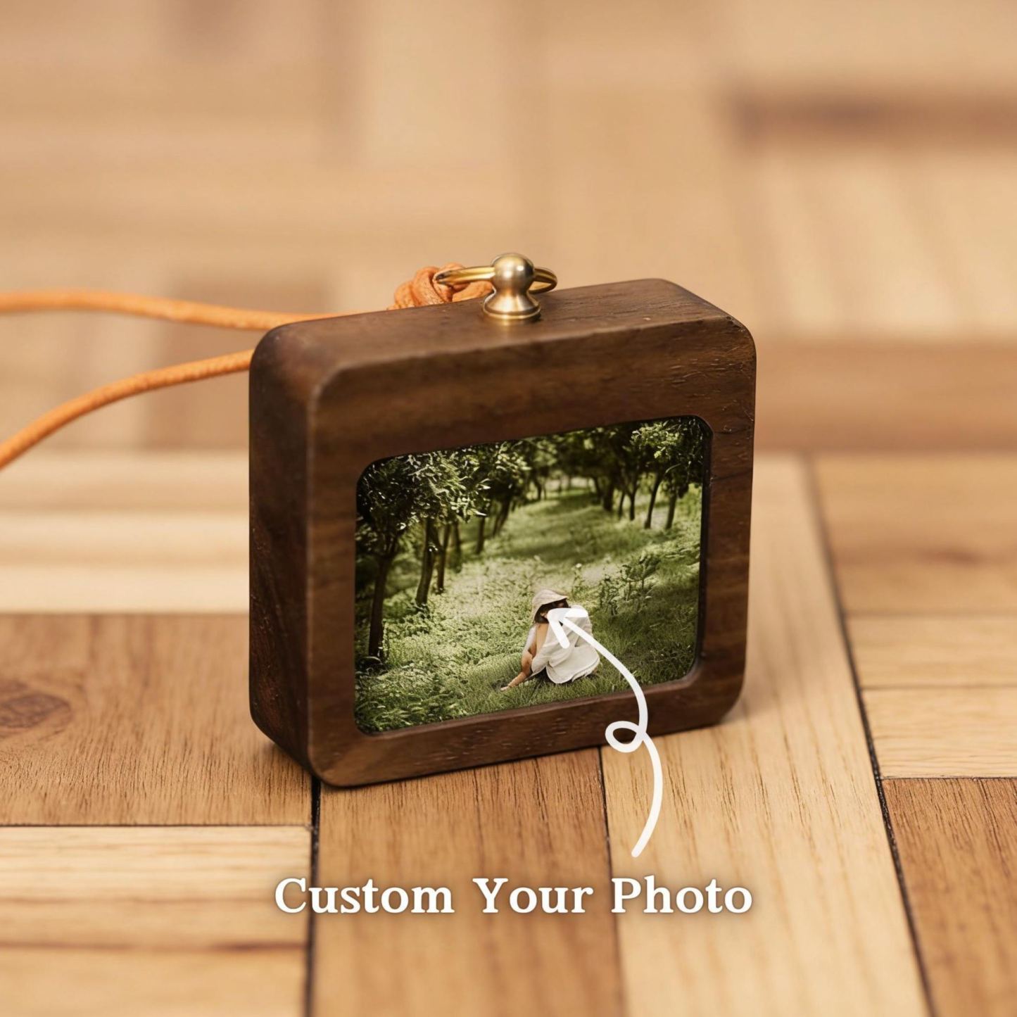 Personalized Walnut Photo Frame for Rear View Mirror Decoration | Anniversary gift for a couple, new family Fathers Day Gift - SantaSocks