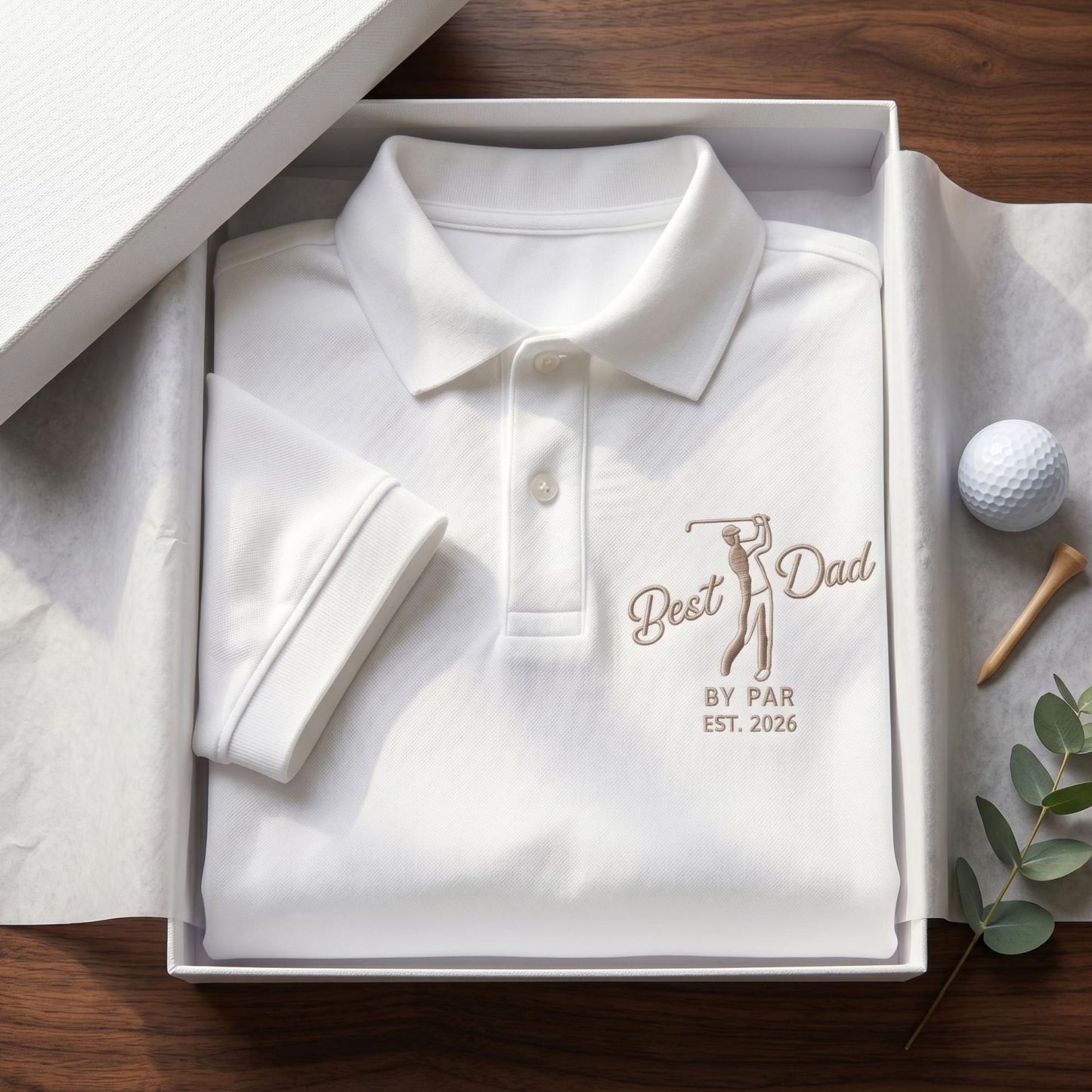 Golf Father Polo Shirt, Embroidery Best Dad By Par Polo Shirt, Dad Golf Shirt Gift for Fathers Day, Daddy Birthday Gift, Golf Player Tee - SantaSocks