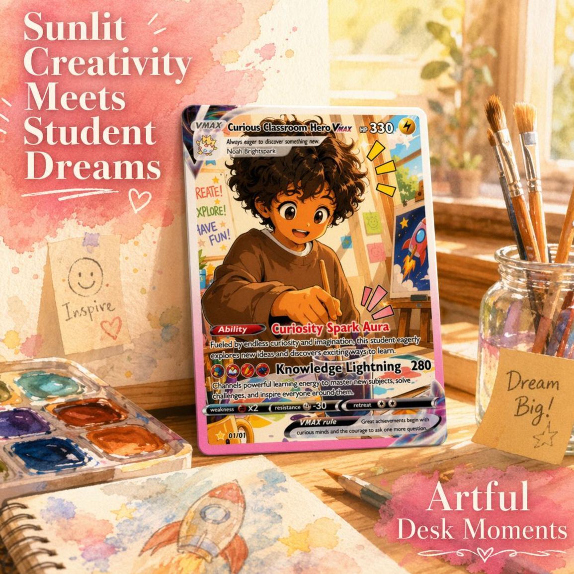 Back to School Personalized Pok Card - Custom Card with Anime Picture for Kids, Students - First Day of School Gift from Parents - SantaSocks