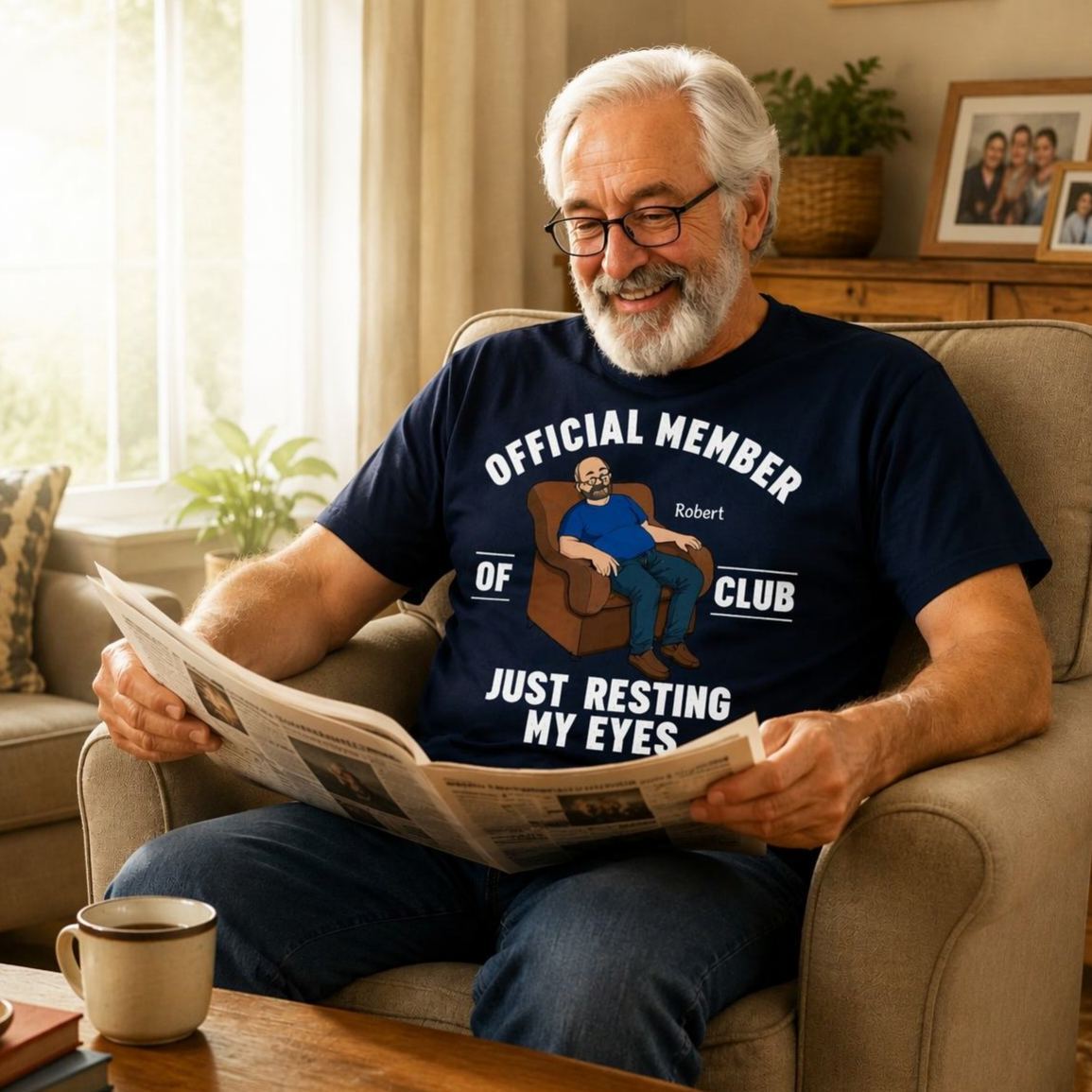 Father's Day Gifts, I'm Just Resting My Eyes Personalized Text T-Shirt Dad Gift - SantaSocks