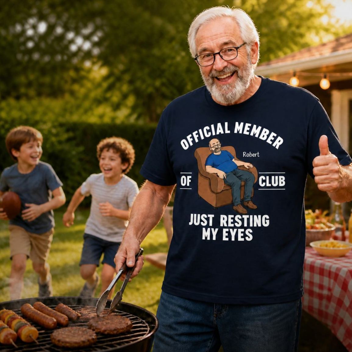 Father's Day Gifts, I'm Just Resting My Eyes Personalized Text T-Shirt Dad Gift - SantaSocks