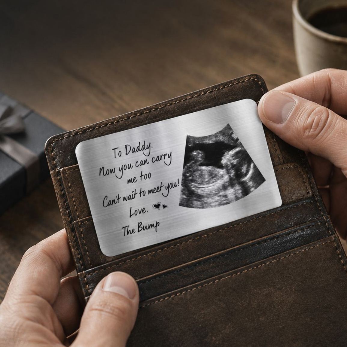Custom Photo To Daddy Now You Can Carry Me Too Personalized Wallet Card - SantaSocks