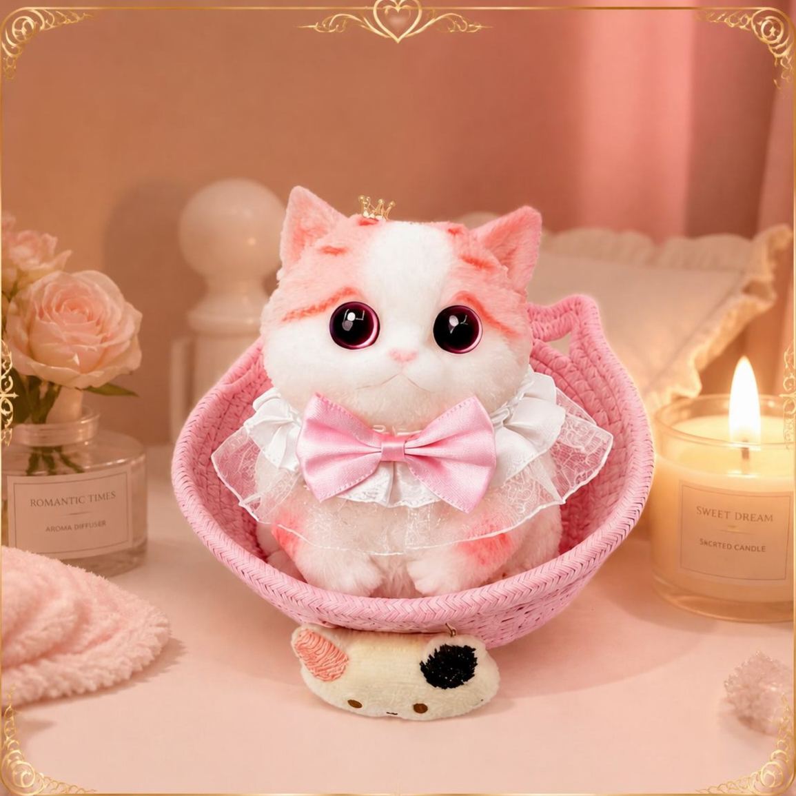 Cute Pink Cat Squishy Toy Slow Rising Stress Relief Toy Soft Gel Kawaii Cat Doll Desk Decor Birthday Gift for Girls & Friends