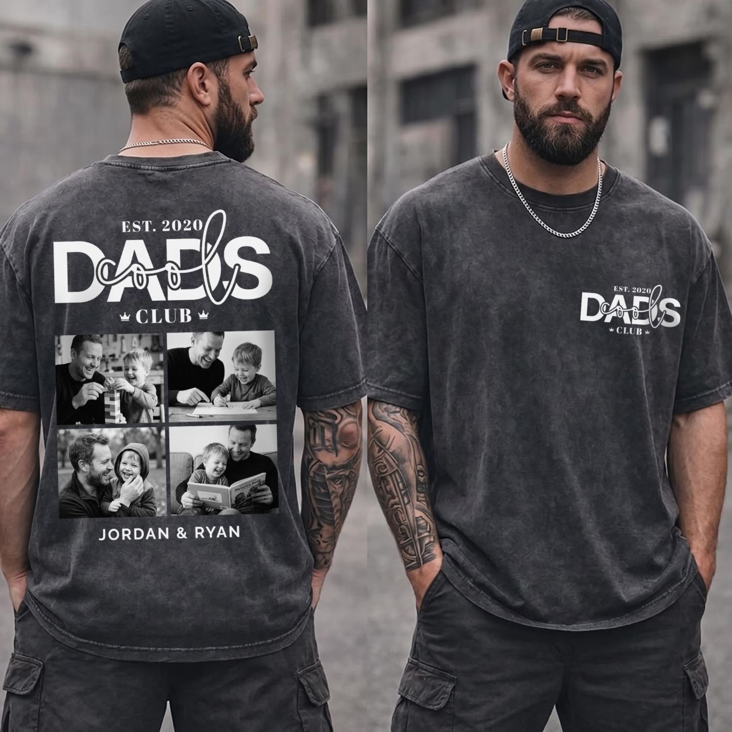Personalized Cool Dad Photo Shirt, Dad Gift Custom, Father's Day T-Shirt with Kids Name, Cool Dad Club Photo Shirt - SantaSocks