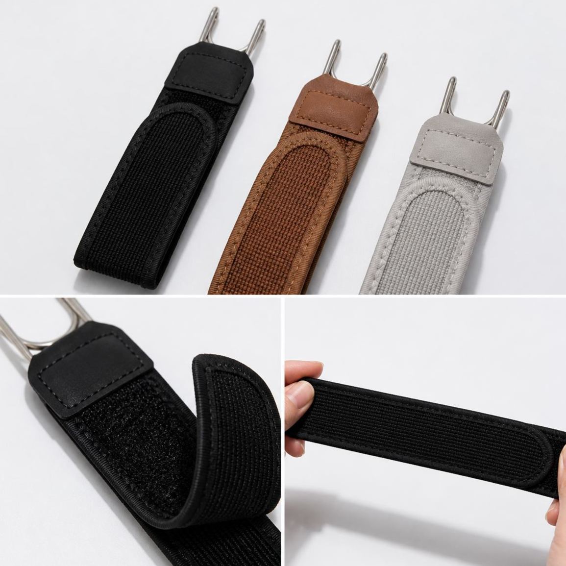 No-Buckle Stretch Belt – Adjustable Hook & Loop Elastic Waist Belt for Jeans, Leggings & Outdoor Activities