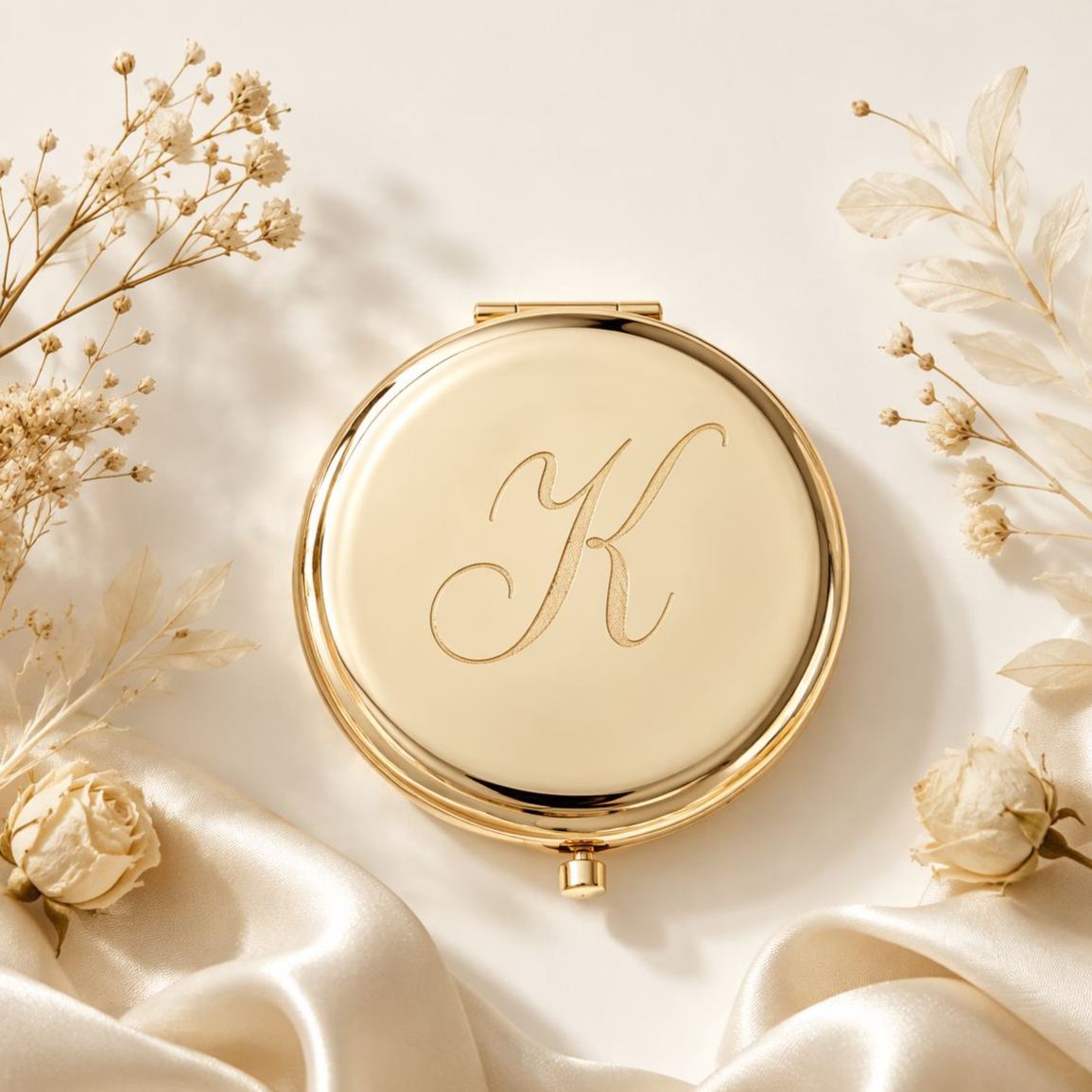 Personalized Compact Mirror with Name,Custom Engraved Gold Pocket Makeup Mirror,Bridesmaid Proposal Gifts,Wedding Party Favors