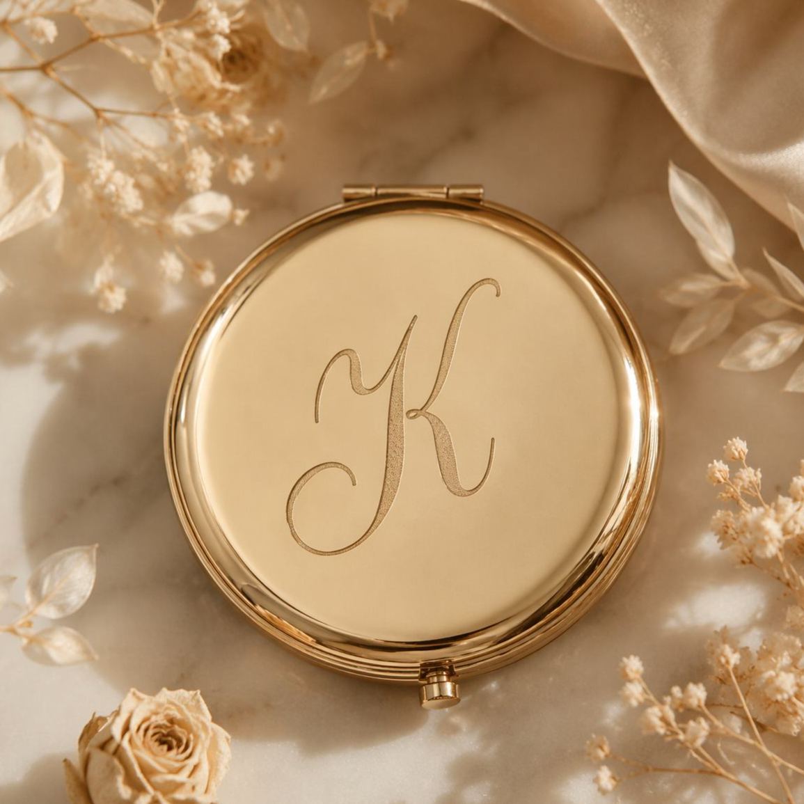 Personalized Compact Mirror with Name,Custom Engraved Gold Pocket Makeup Mirror,Bridesmaid Proposal Gifts,Wedding Party Favors
