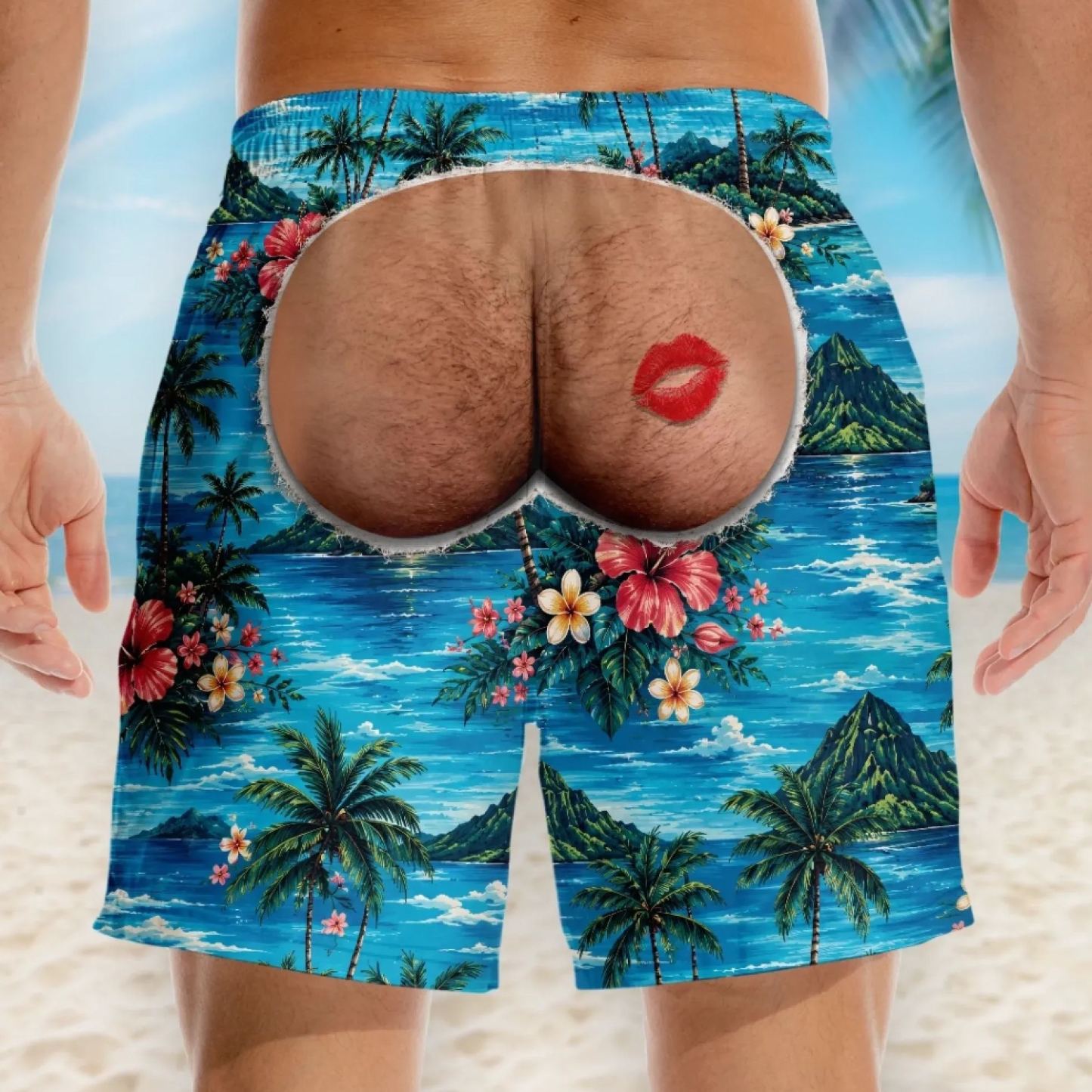 Custom Funny Men Swim Trunks - Personalized Birthday Gifts For Husband, Son, Grandson, Brother, Grandpa, Dad, Yourself - Rear View Approved