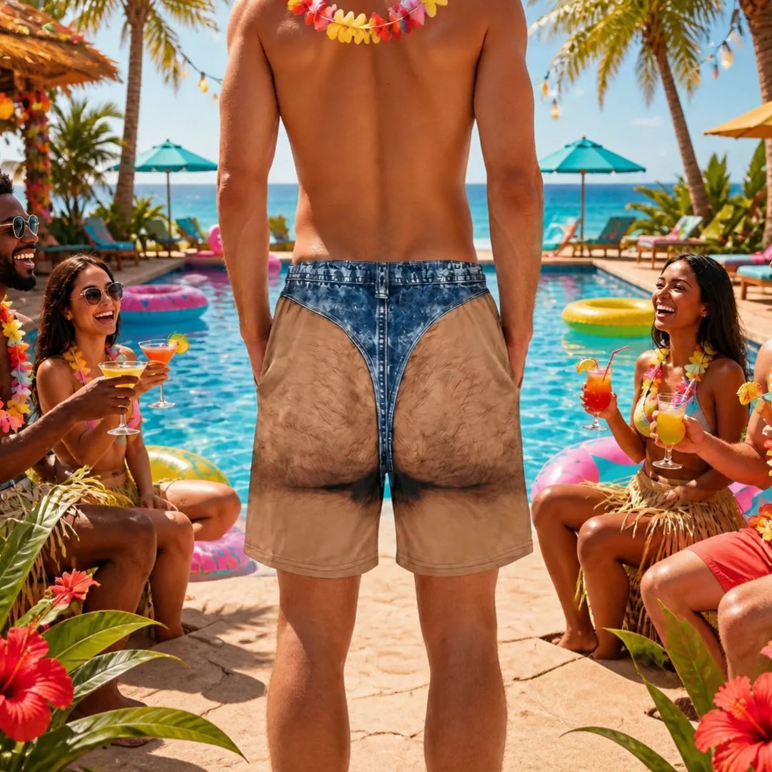 Custom Funny Men Swim Trunks Novelty Optical Illusion Swim Shorts Funny Novelty Party Board Shorts Gift for Husband Boyfriend