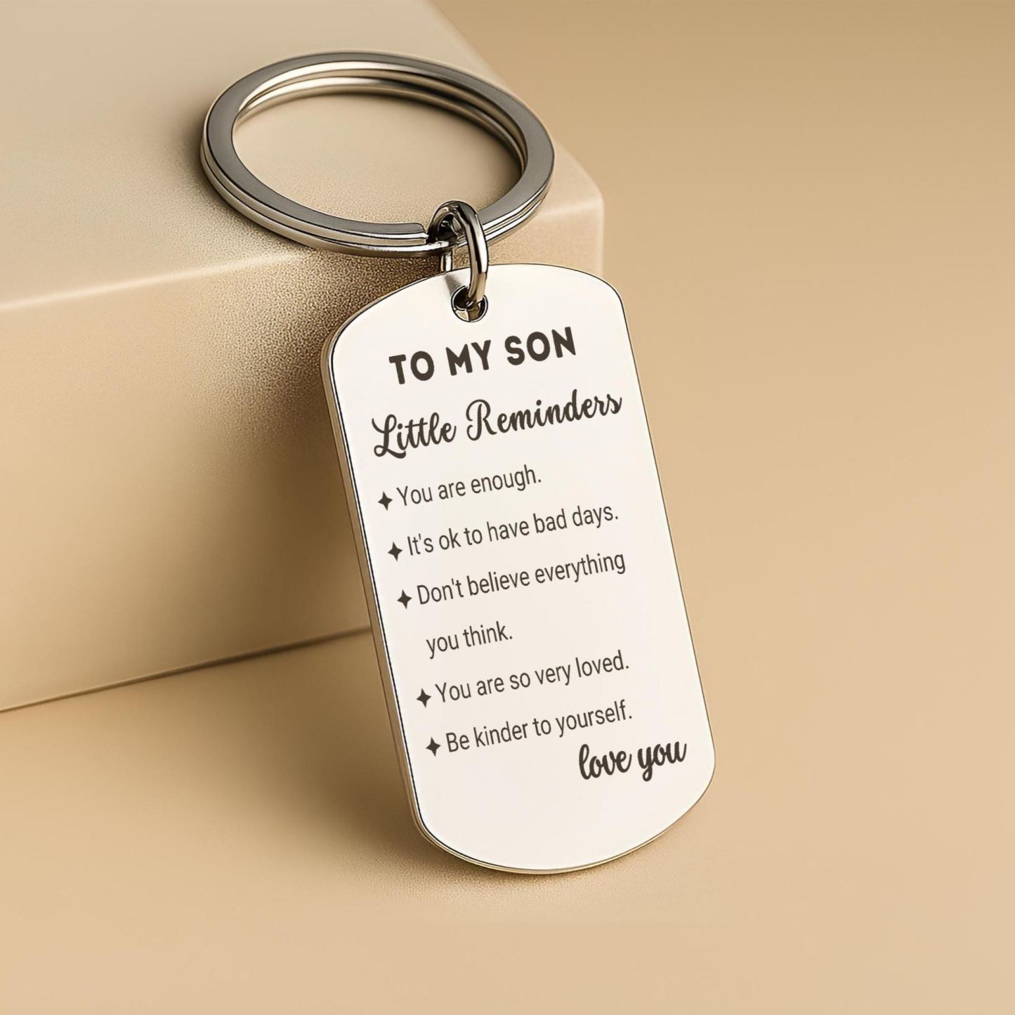 Daily Reminders Custom Engraved Keyring,To My Son or Daughter, Motivational Quote Keychain, Inspirational Keepsak Gift - SantaSocks