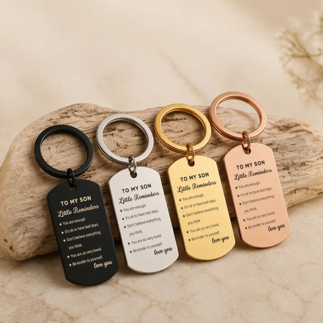Daily Reminders Custom Engraved Keyring,To My Son or Daughter, Motivational Quote Keychain, Inspirational Keepsak Gift - SantaSocks
