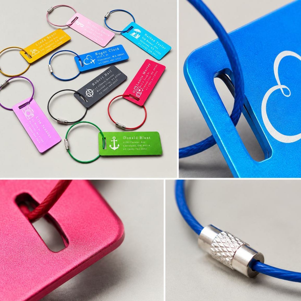 Custom Engraved Aluminum Luggage Tag, Personalized Travel Suitcase Identifier - SantaSocks