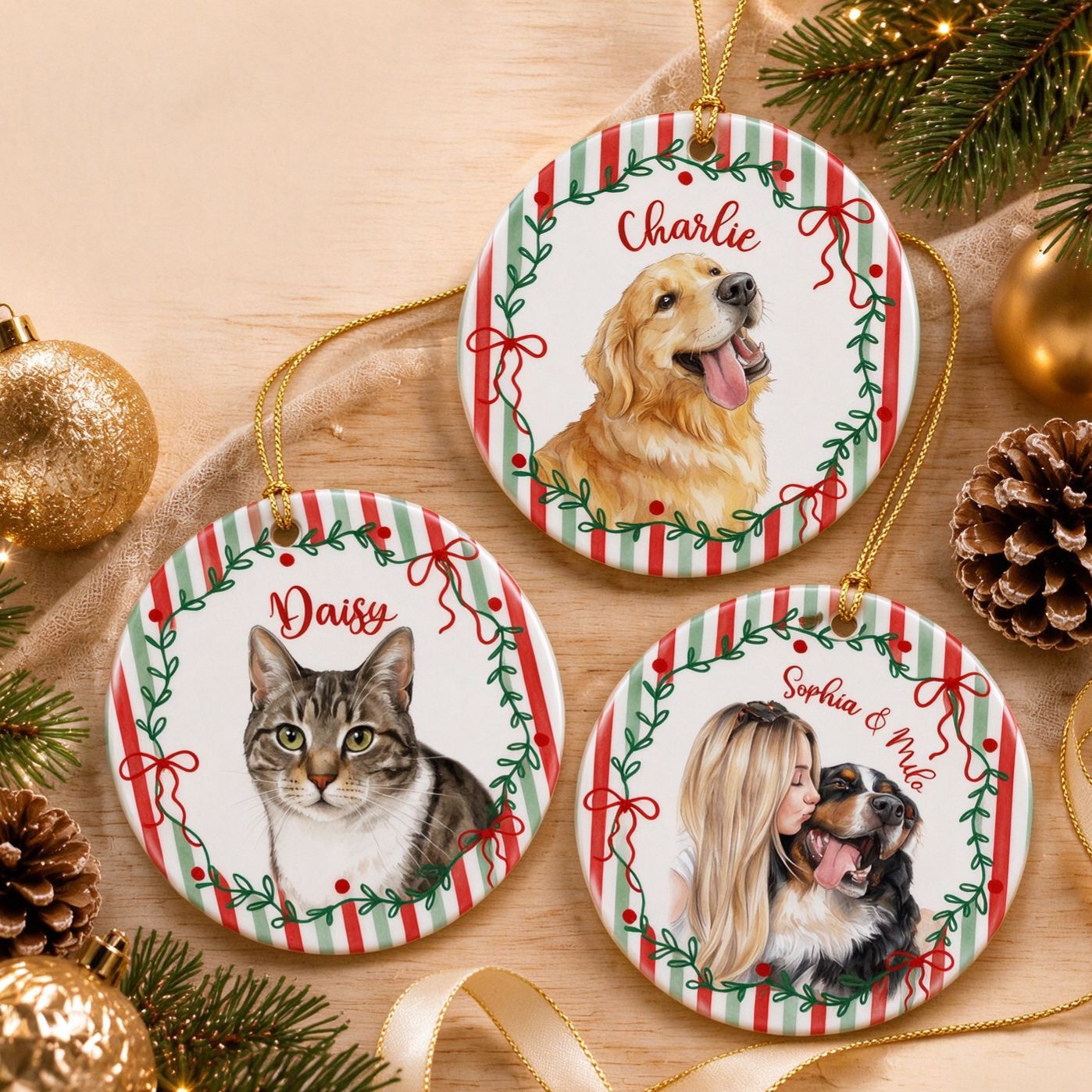 Personalized Pet Photo Christmas Ornament: Portrait From Photo Pet Ornament, Cat Lover Gift, Dog Lover Gift, Pet Lovers Gift, Dog Owner Gift