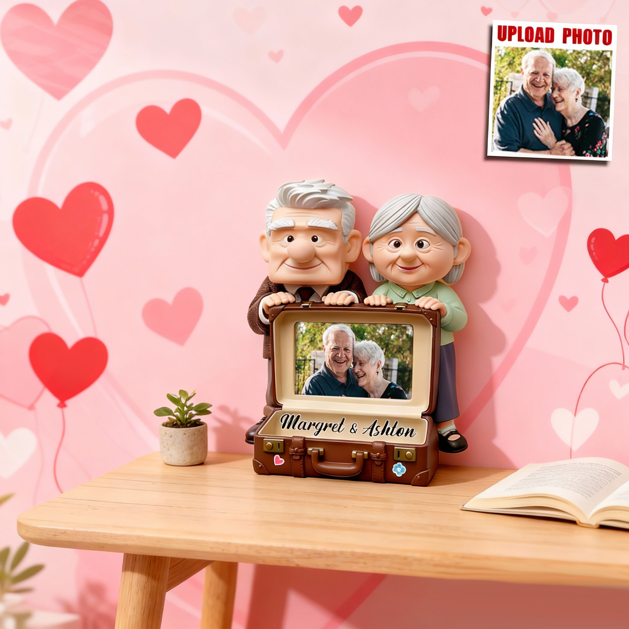 Romantic Old Couple 2D Ornament Custom Photo Gifts For Couple