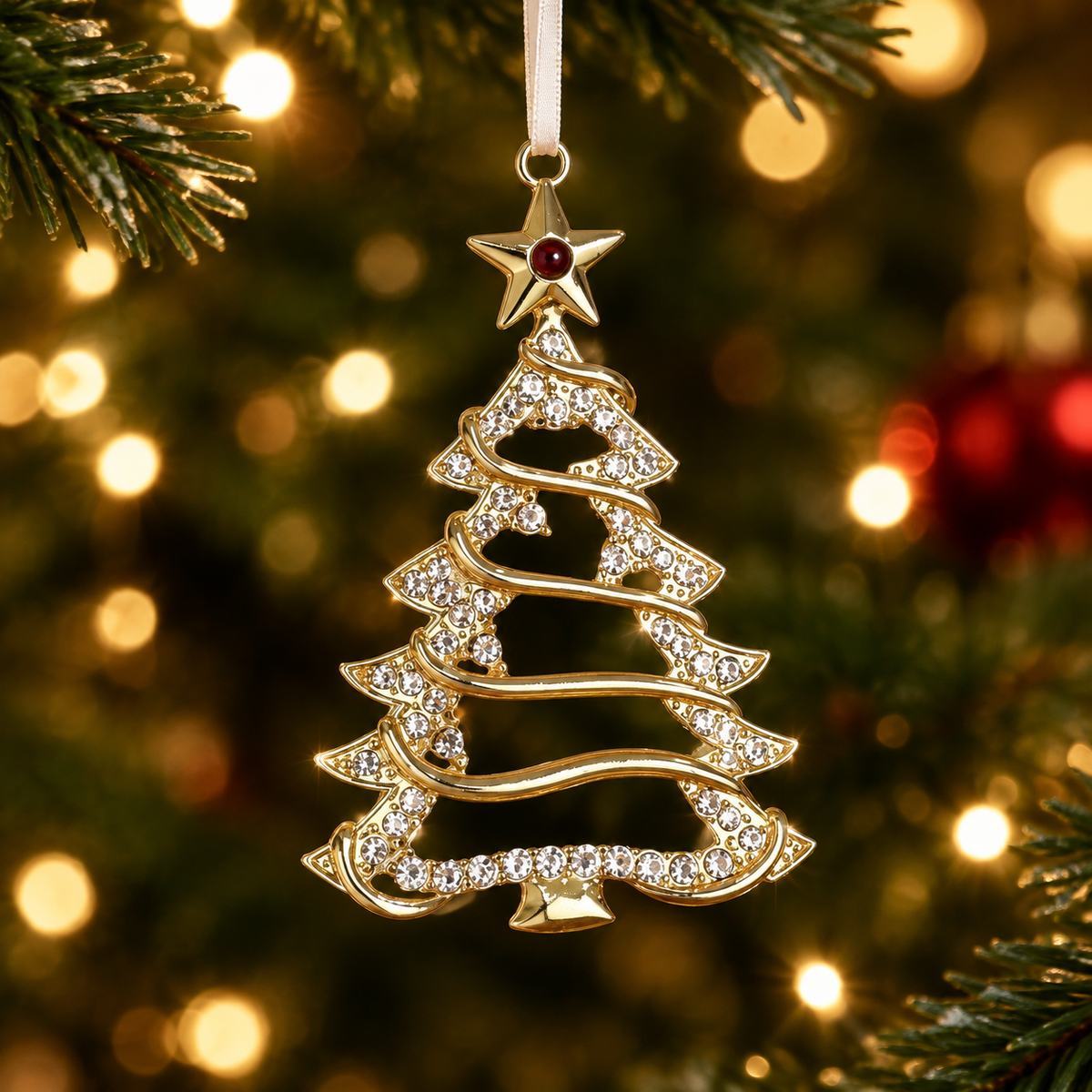 Personalized Photo Christmas Tree Ornament for Memorial Gift, Family Keepsake Decoration with Crystal Accents - SantaSocks