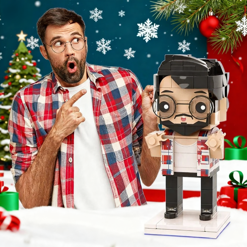 Basic Version Full Body Customizable 1 Person Custom Brick Figures Small Particle Block Toy Men's Plaid Shirt