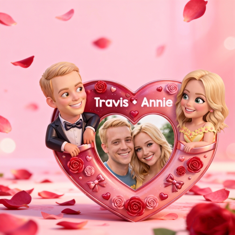 Romantic Love Fridge Magnet Custom Photo Acrylic Magnet for Couples 3D Visual Effect 2D Design Personalized Valentine Gift