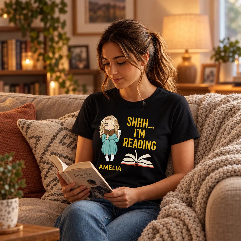 Custom Book Lover T-Shirt – Personalized Reading Zone Tee, Gifts for Bookworms, Readers & Book Lovers