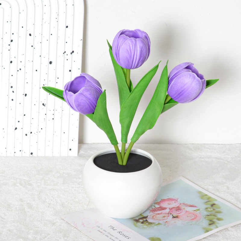 LED Tulip Night Light  Dimmable Plug-in Romantic Flower Lamp Artificial Bloom Mother’s Day Gift - SantaSocks