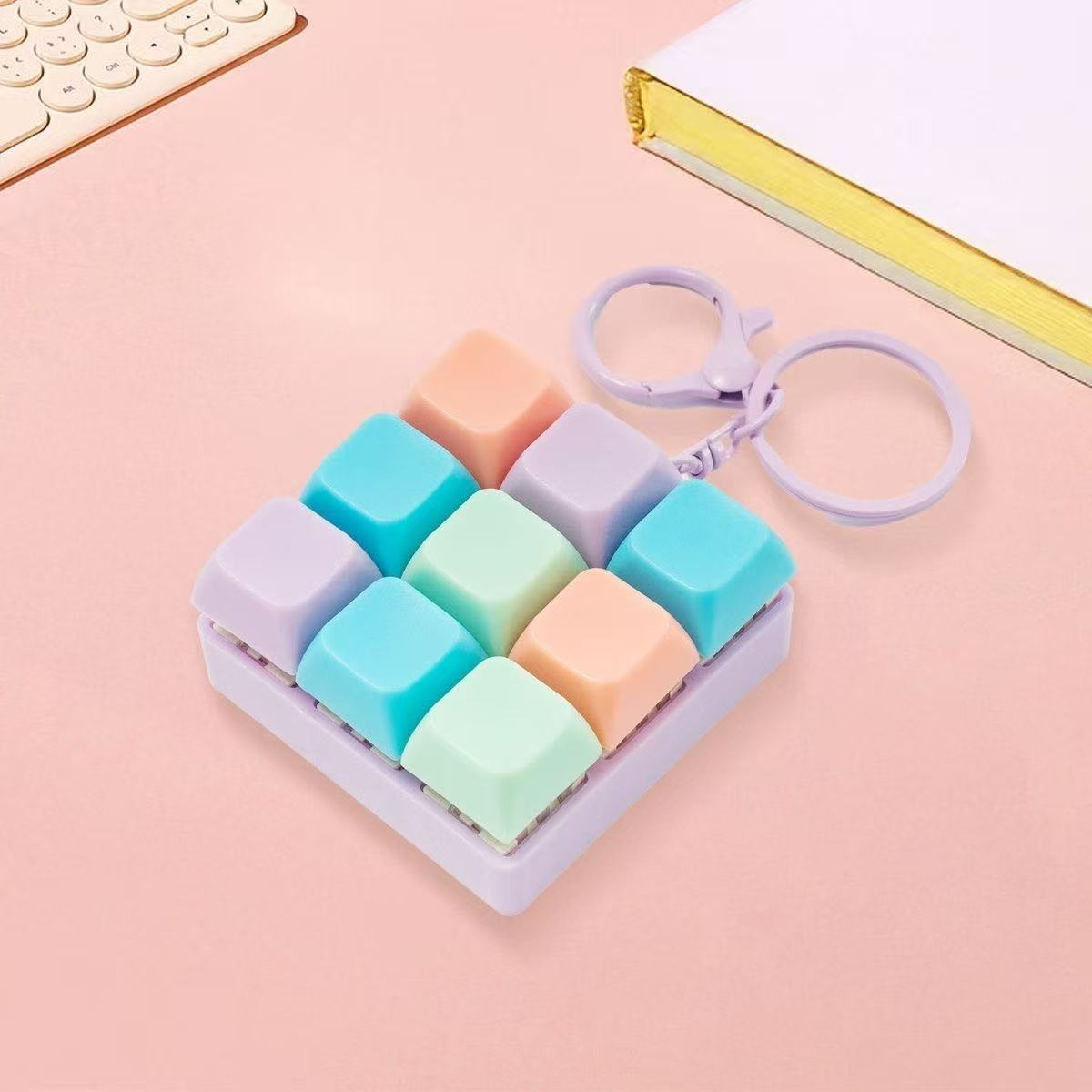 Stress Relief Button Keychain – Mechanical Keyboard Switch Tester Fidget Toy, Press Button Anxiety Relief Toy