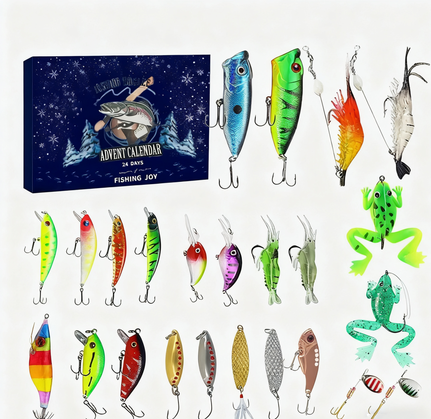 Fishing Advent Calendar – 24-Piece Fishing Lure Gift Set, Holiday Blind Box for Christmas & New Year