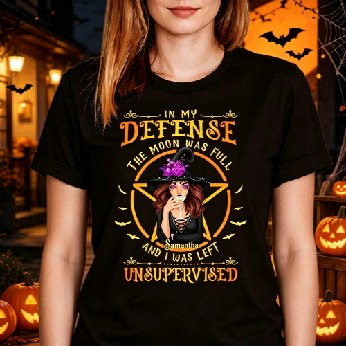 Personalized "In a World Full of Princesses, Be a Witch" Halloween T-Shirt – Unisex Spooky Graphic Tee, Funny Halloween Gift for Women & Men