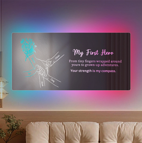 Hand in Hand Personalized Mom and Kids Personalized Mirror Light - Creative Mother's Day Gift