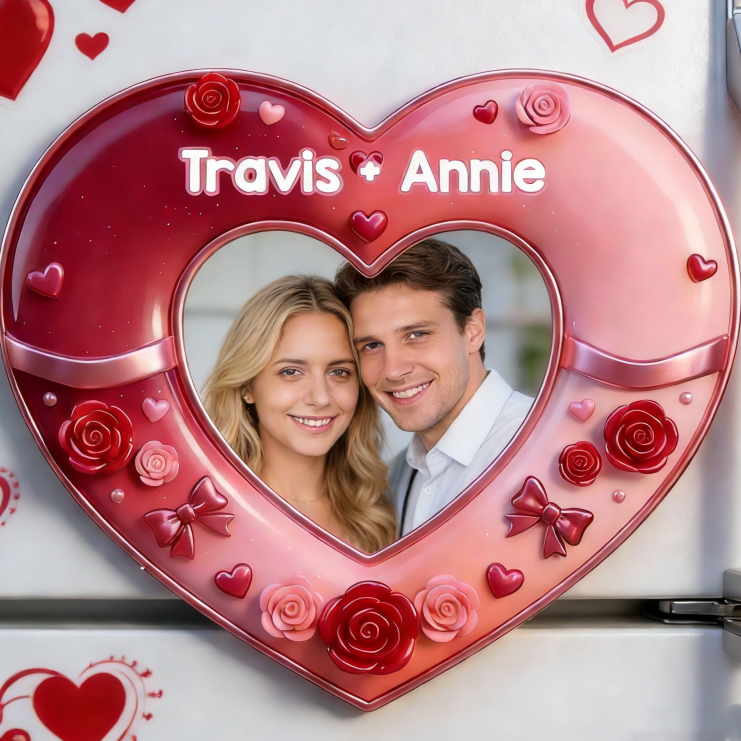 Romantic Love Fridge Magnet Custom Photo Acrylic Magnet for Couples 3D Visual Effect 2D Design Personalized Valentine Gift
