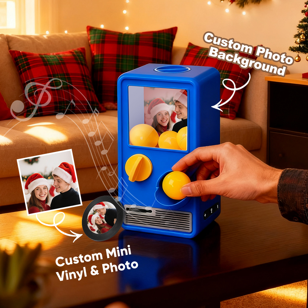 Personalized Music and Photo Music Gachapon Machine Custom Song Mini Record Box Retro Christmas Gifts for Her - SantaSocks