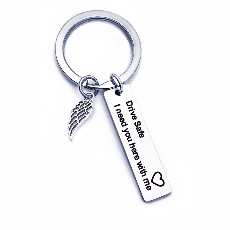 Drive Safe Keychain for Him – Stainless Steel "Drive Safe Handsome, I Love You" Keyring Gift for Boyfriend Husband Dad - SantaSocks
