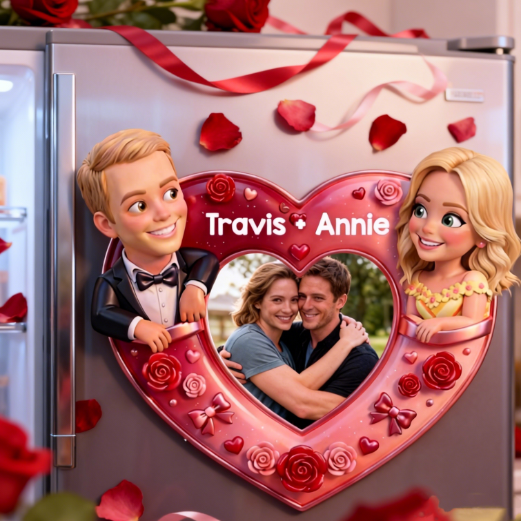 Romantic Love Fridge Magnet Custom Photo Acrylic Magnet for Couples 3D Visual Effect 2D Design Personalized Valentine Gift