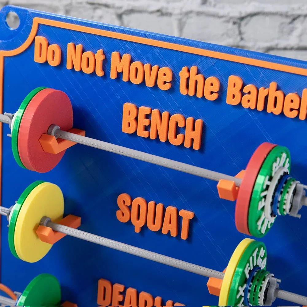 Custom Weightlifting Personal Tracking Board, 3D Printed Fitness Recording Board with Minibarbells for Home Gym Workout, Gift for Sports Lover