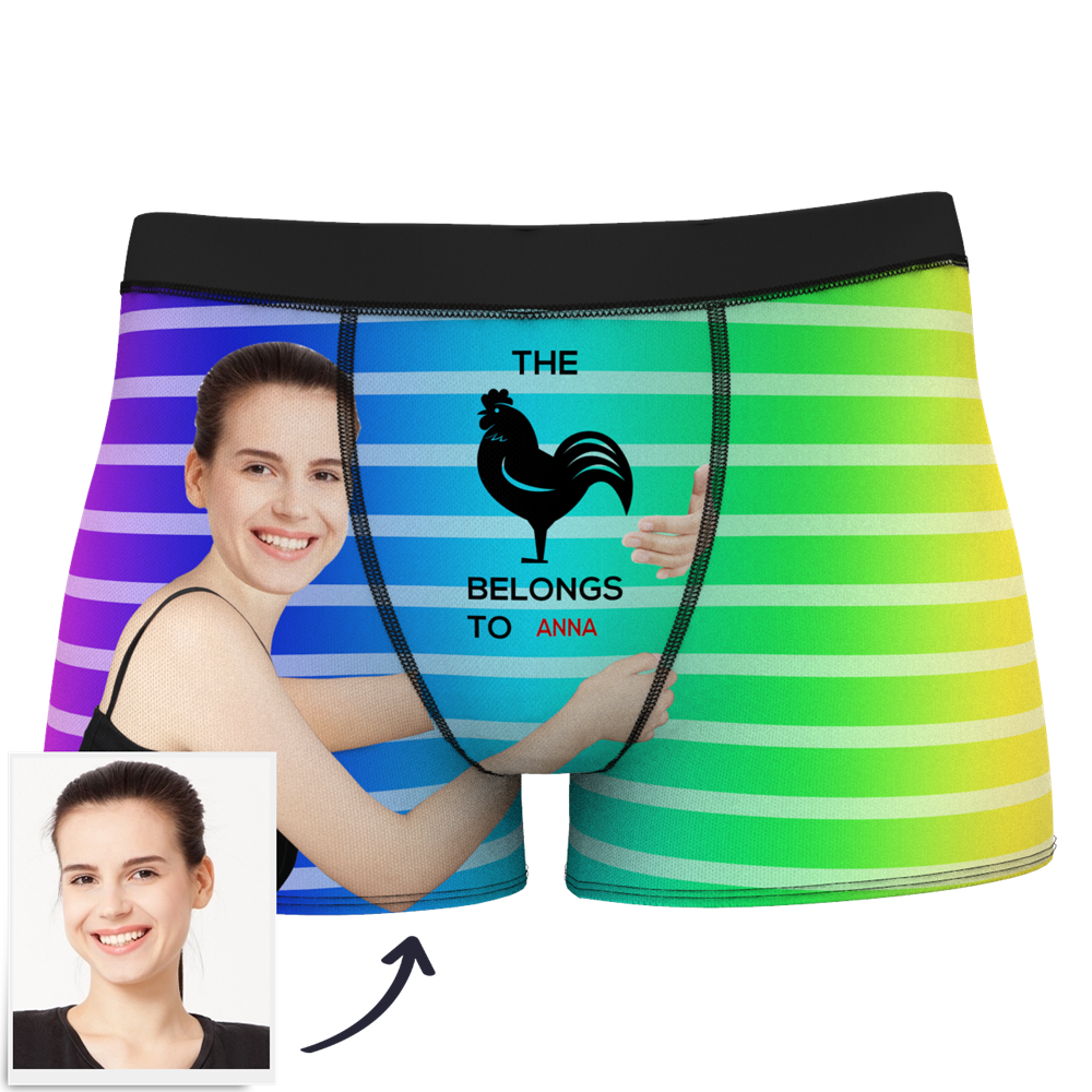 Custom Girlfriends Face Stripe Boxer Shorts With Text