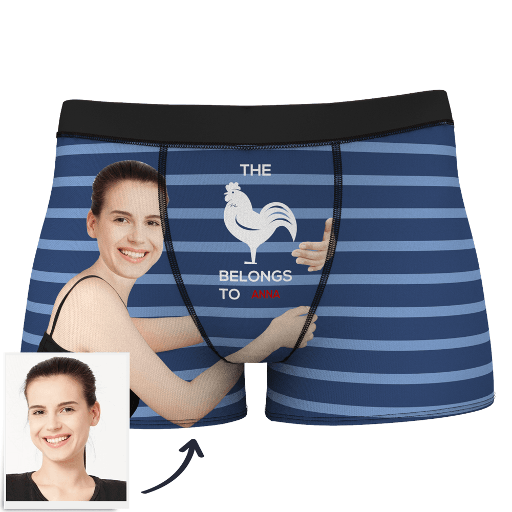 Custom Girlfriends Face Stripe Boxer Shorts With Text