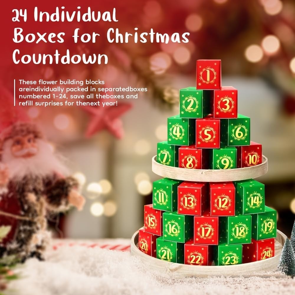 Flower Bouquet Advent Calendar Building Blocks – Christmas Countdown Blind Box - SantaSocks