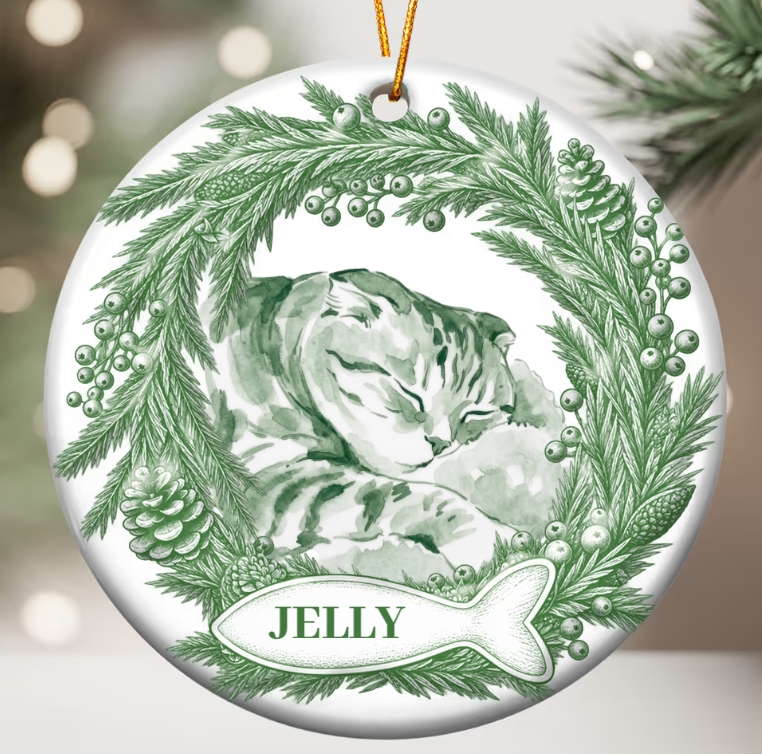 Personalized Pet Christmas Ornament - Custom Name Dog Cat Memorial Gift for Holiday Tree Decor