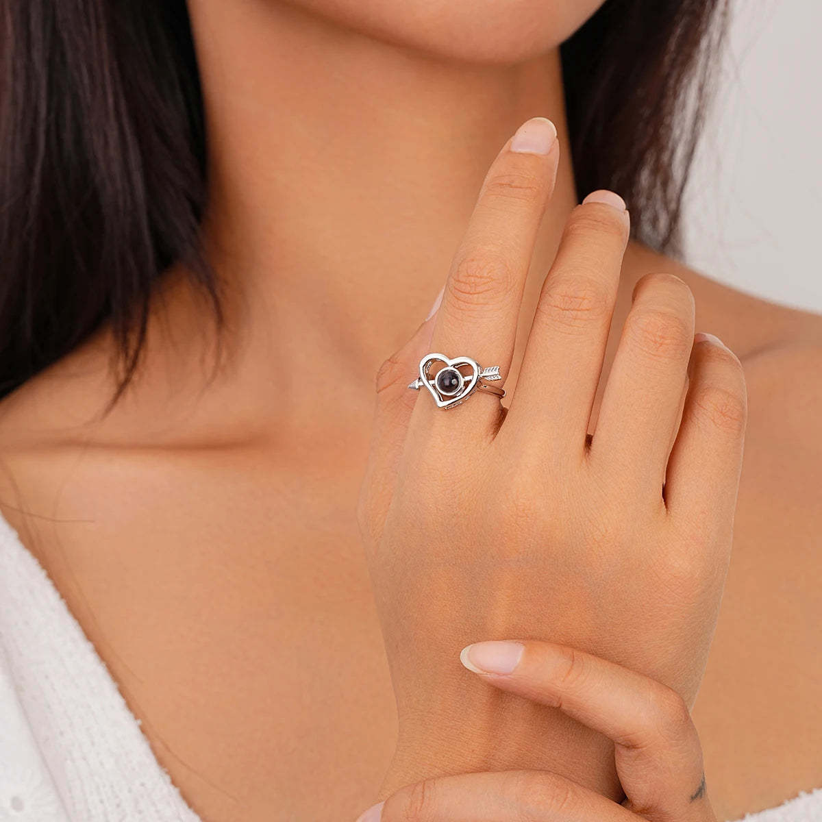Custom Photo Heart Ring Projection Ring Valentine's Day Gift Idea