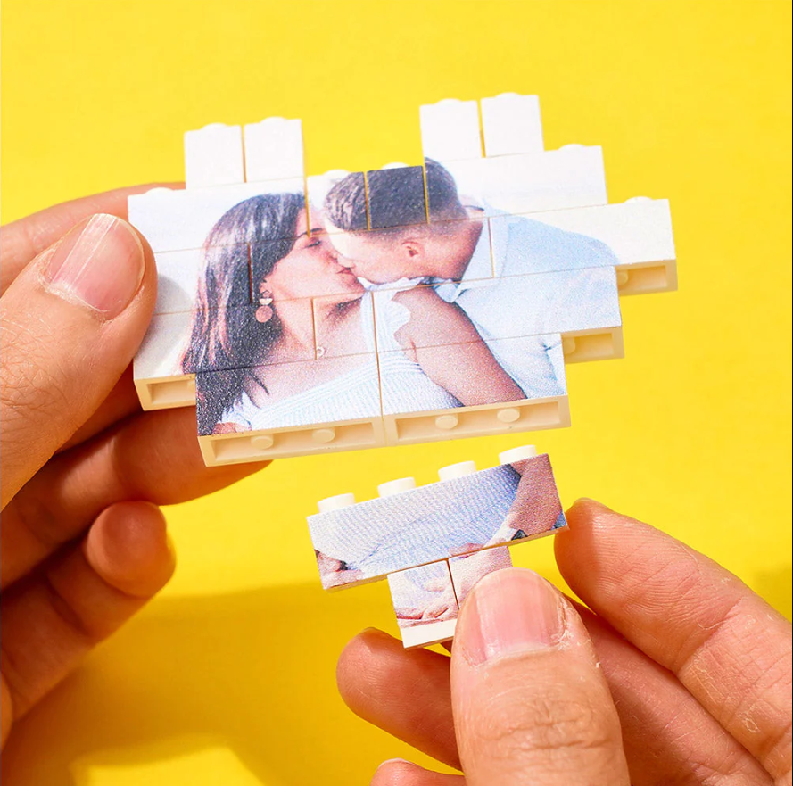 Valentine's Gifts Personalized Building Brick Heart Custom Photo Block Toy Home Decor