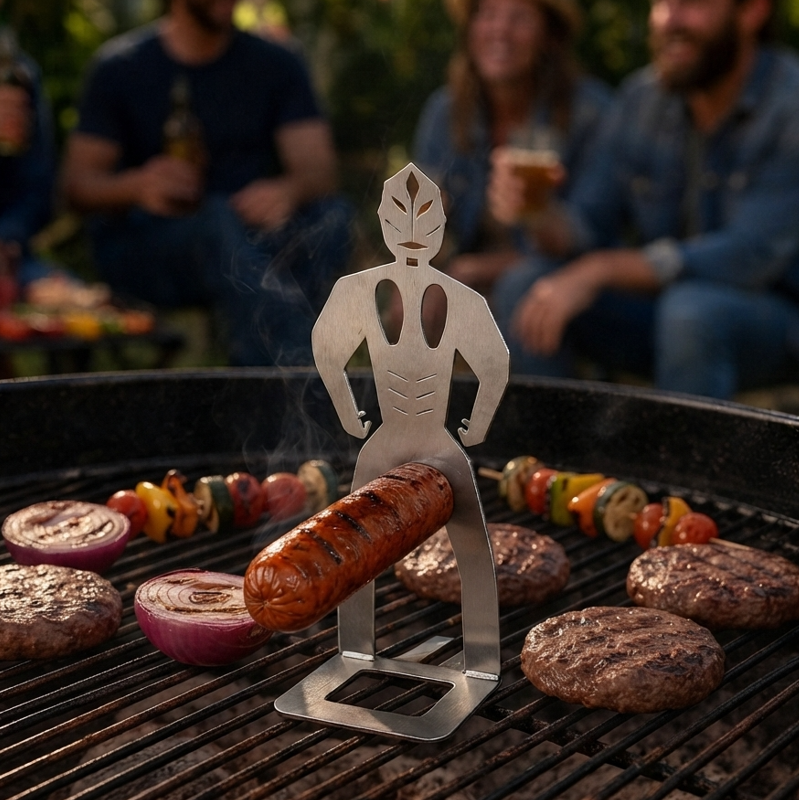 Stainless Steel BBQ Sausage Holder - Funny Grilling Gadget Gift - SantaSocks