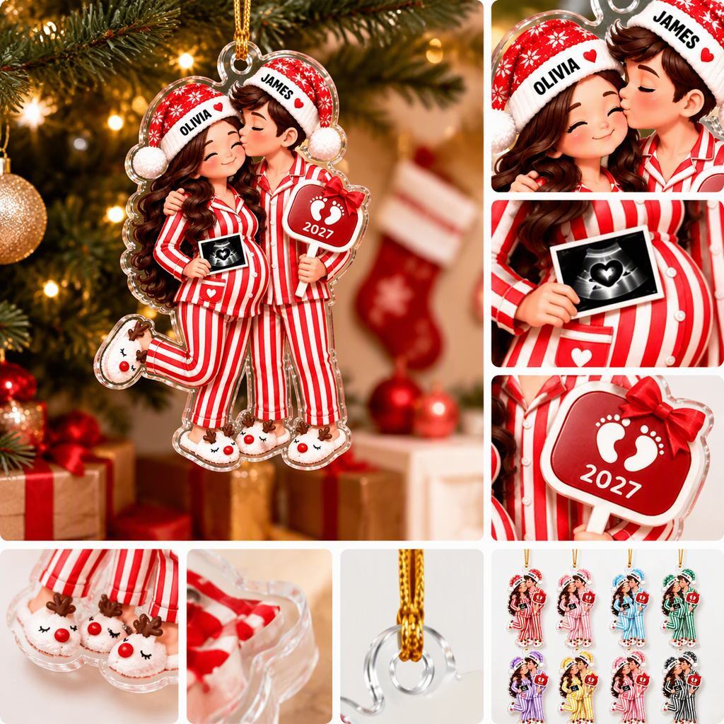 Custom Christmas Ornament for Expecting Parents - Personalized Pregnancy Announcement Gift 2027 - SantaSocks