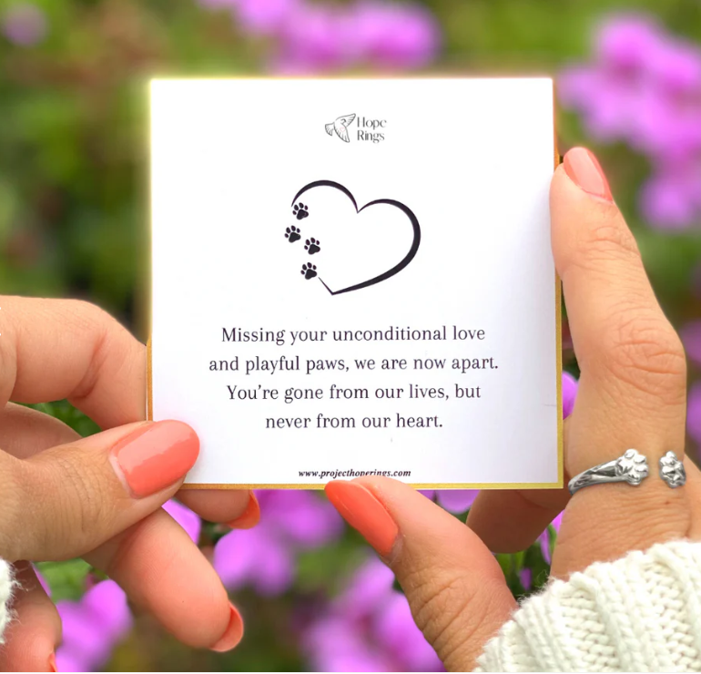 Personalised Pet Ring The Paw Hug From Heaven Custom Name Ring