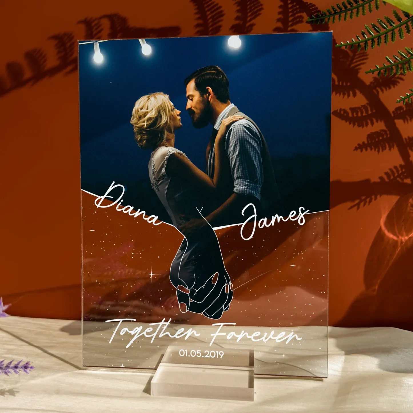 Personalized Photo Acrylic Plaque Anniversary Couples Holding Hands - SantaSocks