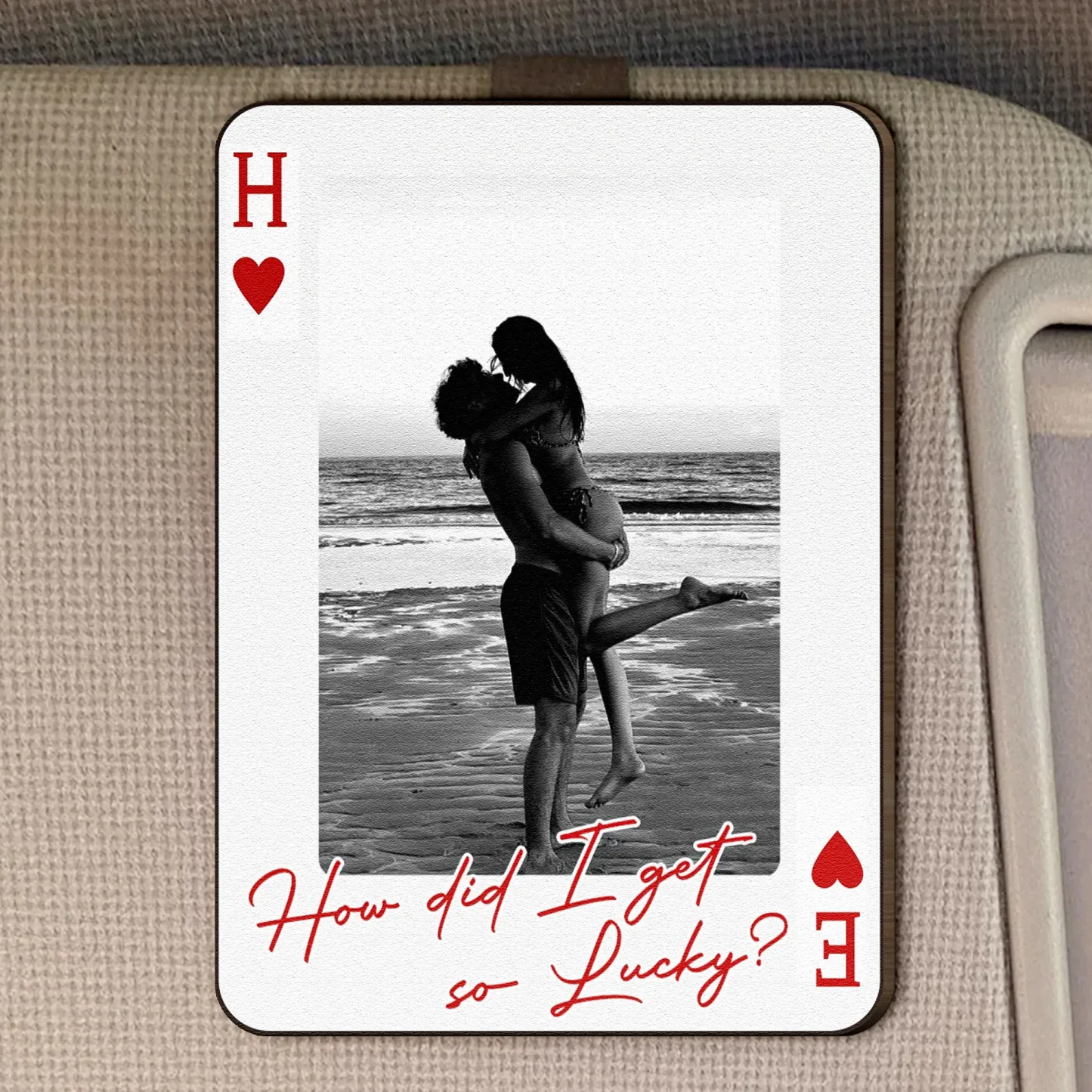 King & Queen Custom Couples Photo Drive Safe I Love You We're A Perfect Pair - Personalized Wooden Photo Car Visor Clip - SantaSocks