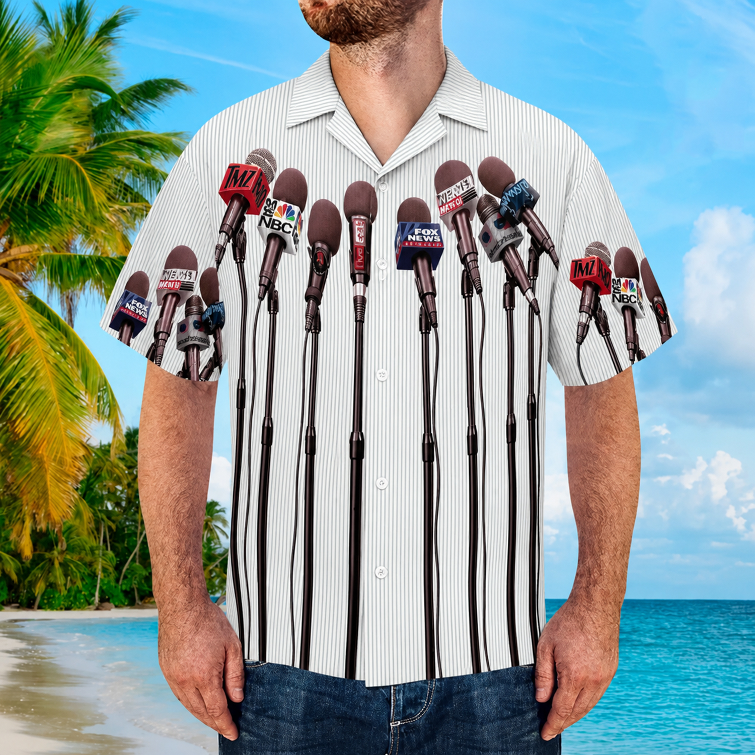 Custom Hawaiian Shirt With Face Personalized Tropical Summer Flamingo Aloha Shirt With Pocket Gift For Lovers And Friends