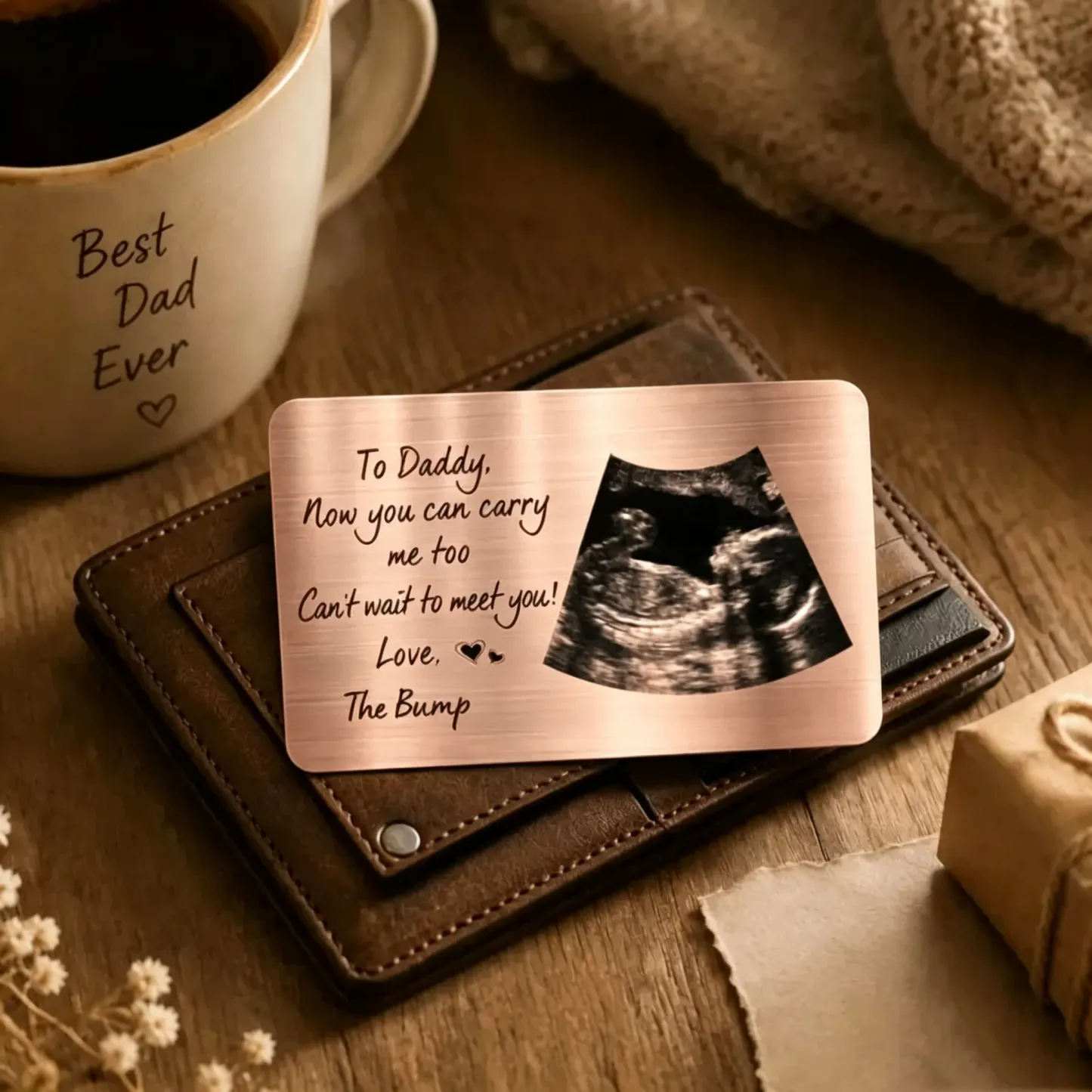 Custom Photo To Daddy Now You Can Carry Me Too Personalized Wallet Card - SantaSocks