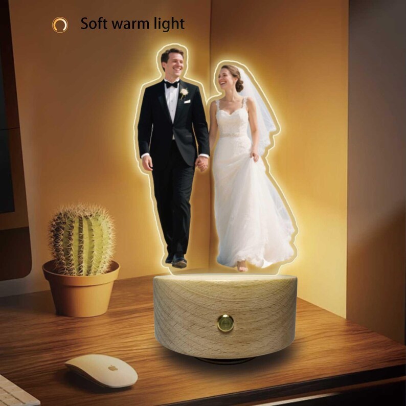 Personalized Gift Photo Cutout Music Box Custom Acrylic Night Light with Picture, Wedding Gift for Couple Valentines Day Anniversary Gift