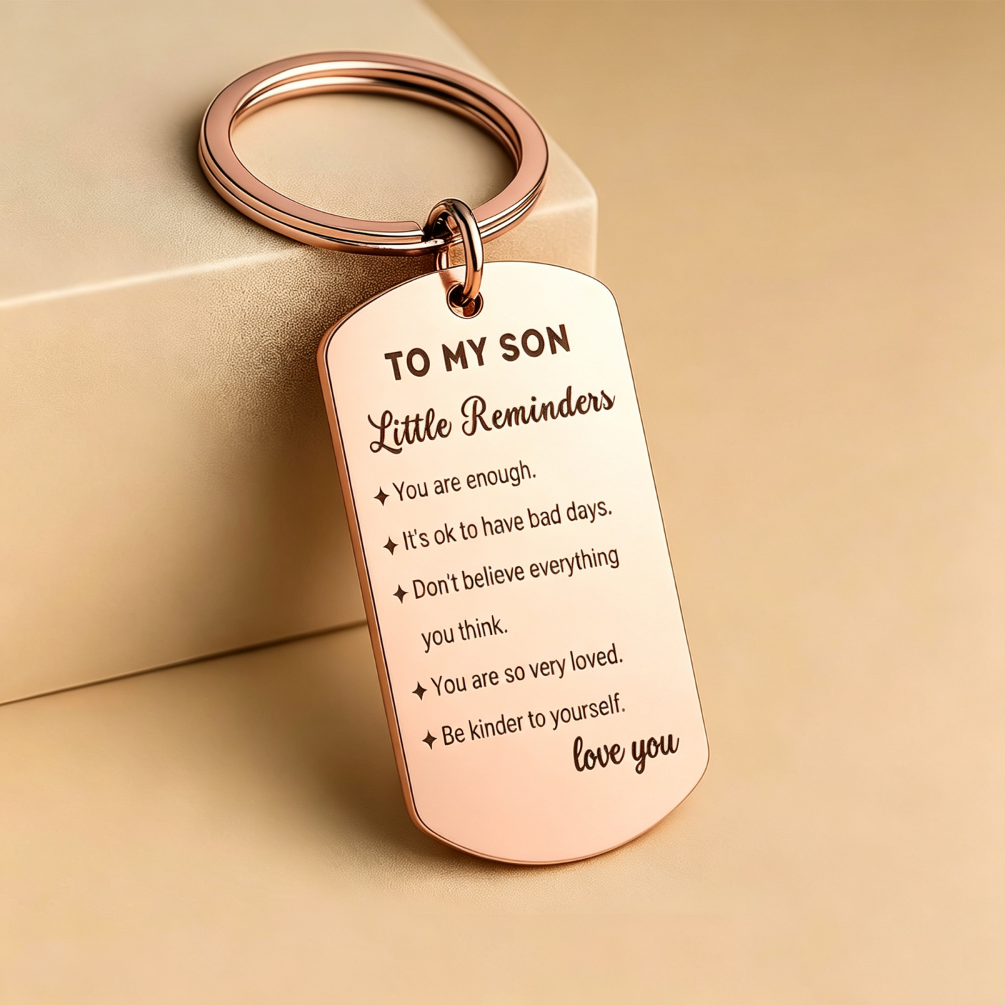 Inspirational Little Reminders Keychain Standard Inspirational Little Reminders Keychain Stainless Steel Dog Tag Gifts for Friends - PhotoMoonLamp