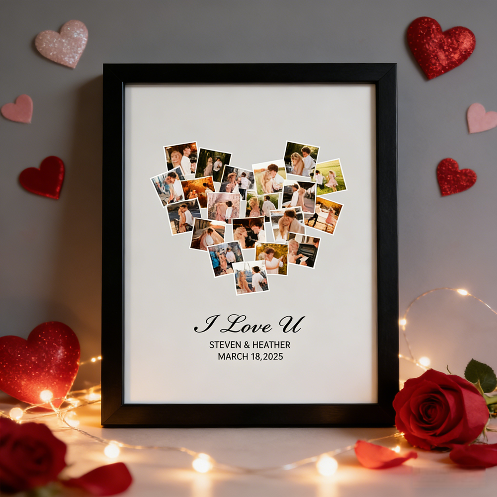 Christmas Gift Custom Photo Frame Valentine's Gift Personalized 20 Photos and Names Frame Anniversary Gift