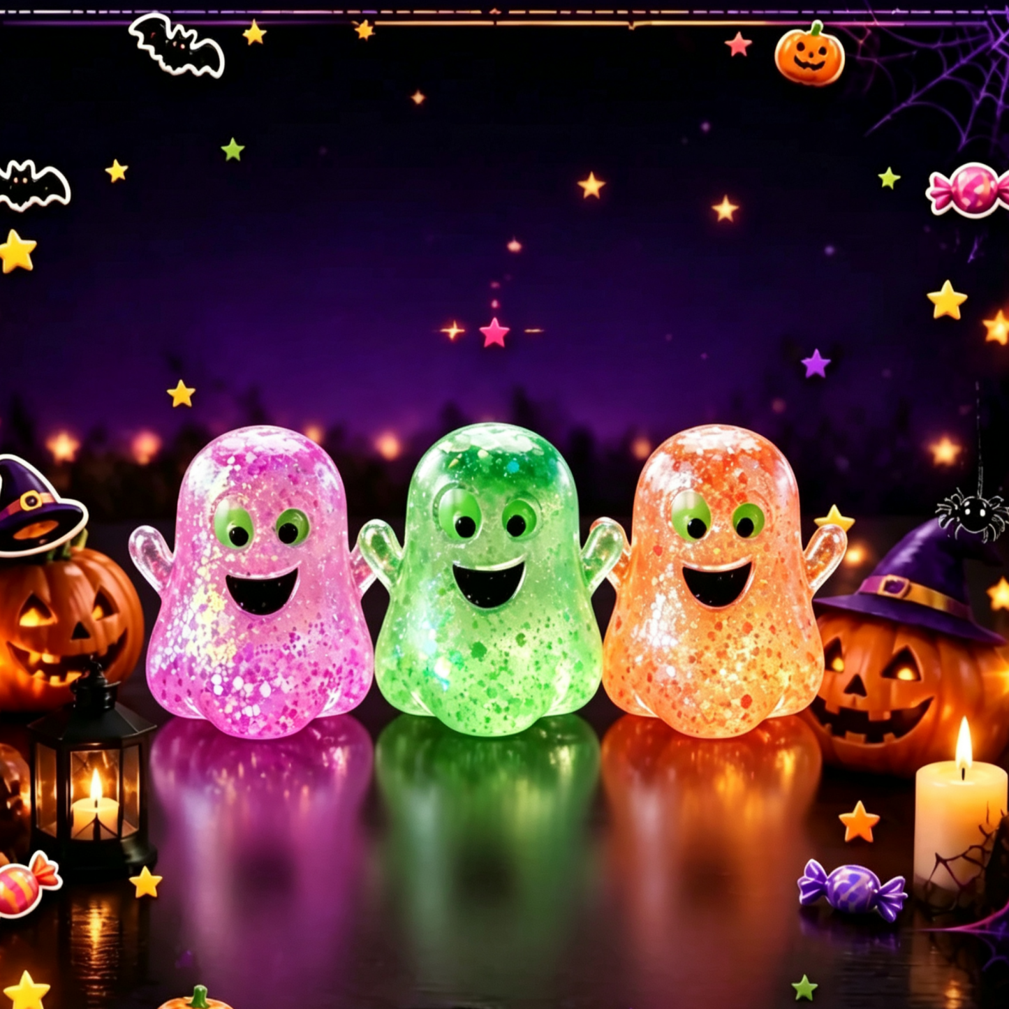 Halloween Squishy Pumpkin Head Toy Pumpkin Ghost TPR Stress Relief Squeeze Toy for Kids & Adults - PhotoMoonLamp